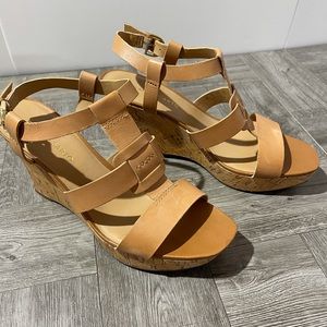 Franco Sarto saddle 4” heel wedge sandals size 10